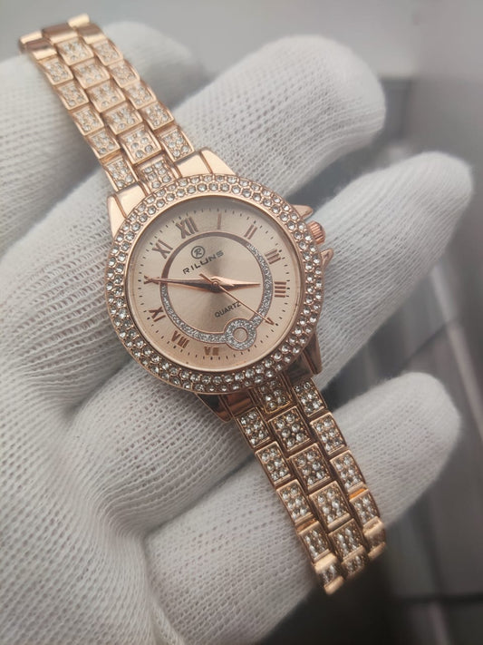 Riluns Women’s Luxury Crystal Watch | Elegant Bracelet Wristwatch | Designer Timepiece