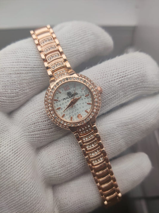 Riluns Women’s Luxury Crystal Watch | Elegant Bracelet Wristwatch | Designer Timepiece
