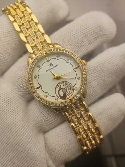 Riluns Women’s Luxury Crystal Watch | Elegant Bracelet Wristwatch | Designer Timepiece